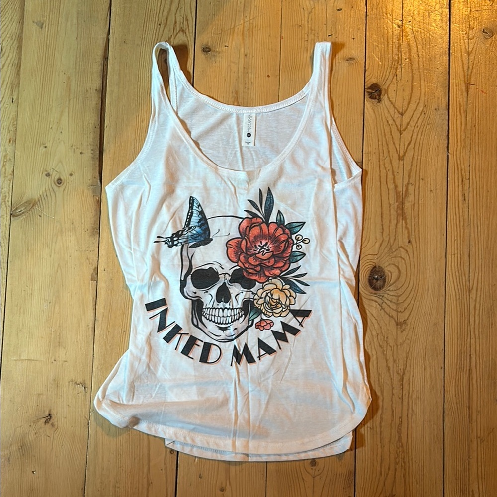 White Graphic Tank Top